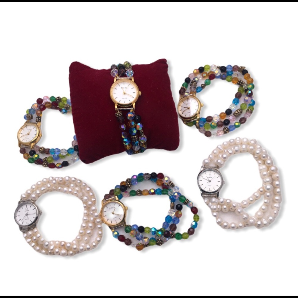 SOLD! Vintage bundle of six stretch bracelet watches